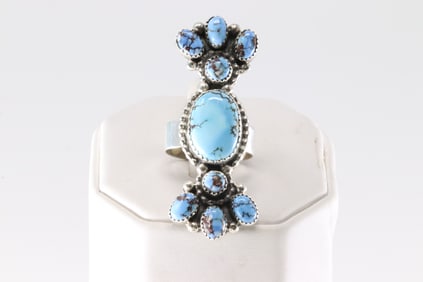 Native America Navajo Sterling Silver Golden Hill Turquoise Ring S.