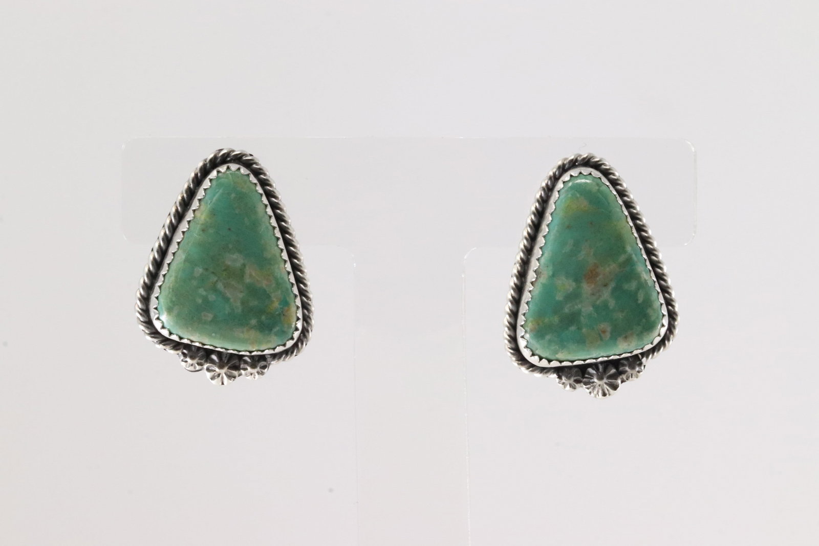 Native America Navajo Sterling Silver Royston Post Earring's By Virginia Becenti.: This is a Native America Navajo Sterling Silver Royston Post Earring's By Virginia Becenti.