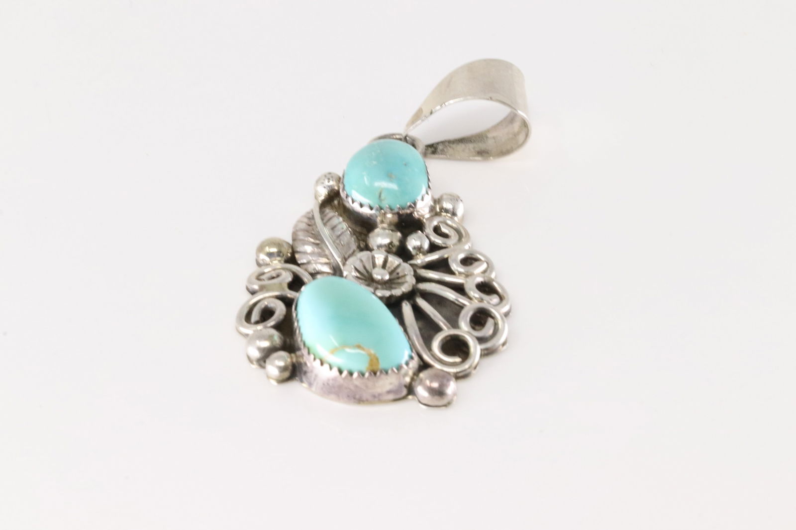 Native America Navajo Sterling Silver Turquoise Pendant By K. (1 of 3)