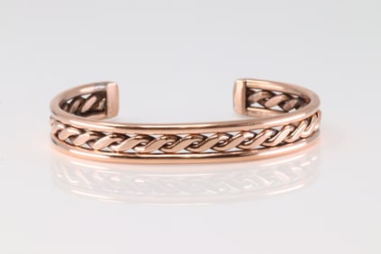 Native America Navajo Cooper Bracelet Cuff By Elaine Tahe.