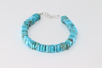 Native America Navajo Sterling Silver Turquoise Bracelet Link.