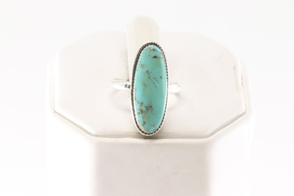 Native America Navajo Sterling Silver Turquoise Ring By Brandon Belin.