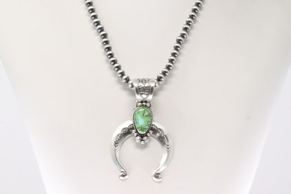 Native America Navajo Sterling Silver Sonora Gold Naja Necklace By Samuel Yellowhair.
