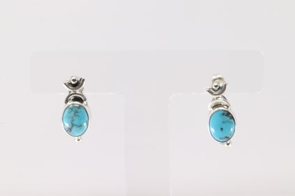Native America Navajo Sterling Silver Turquoise Post Earring's By Hiram Largo.