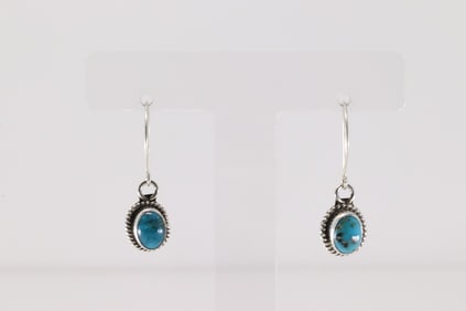 Native America Navajo Sterling Silver Turquoise Dangling Earring's By Rosemary Saunders.