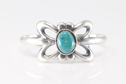 Native America Navajo Sterling Silver Turquoise Bracelet Cuff By Rena Begay.