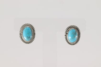 Native America Navajo Sterling Silver Turquoise Post Earring's By Rita Largo.
