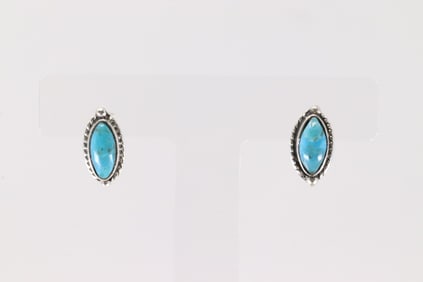 Native America Navajo Sterling Silver Turquoise Post Earring's By Bucky Belin.