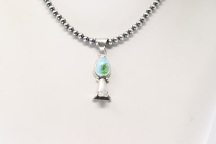Native America Navajo Sterling Silver Sonora Gold Turquoise Blossom Necklace By Samuel Yellowhair.