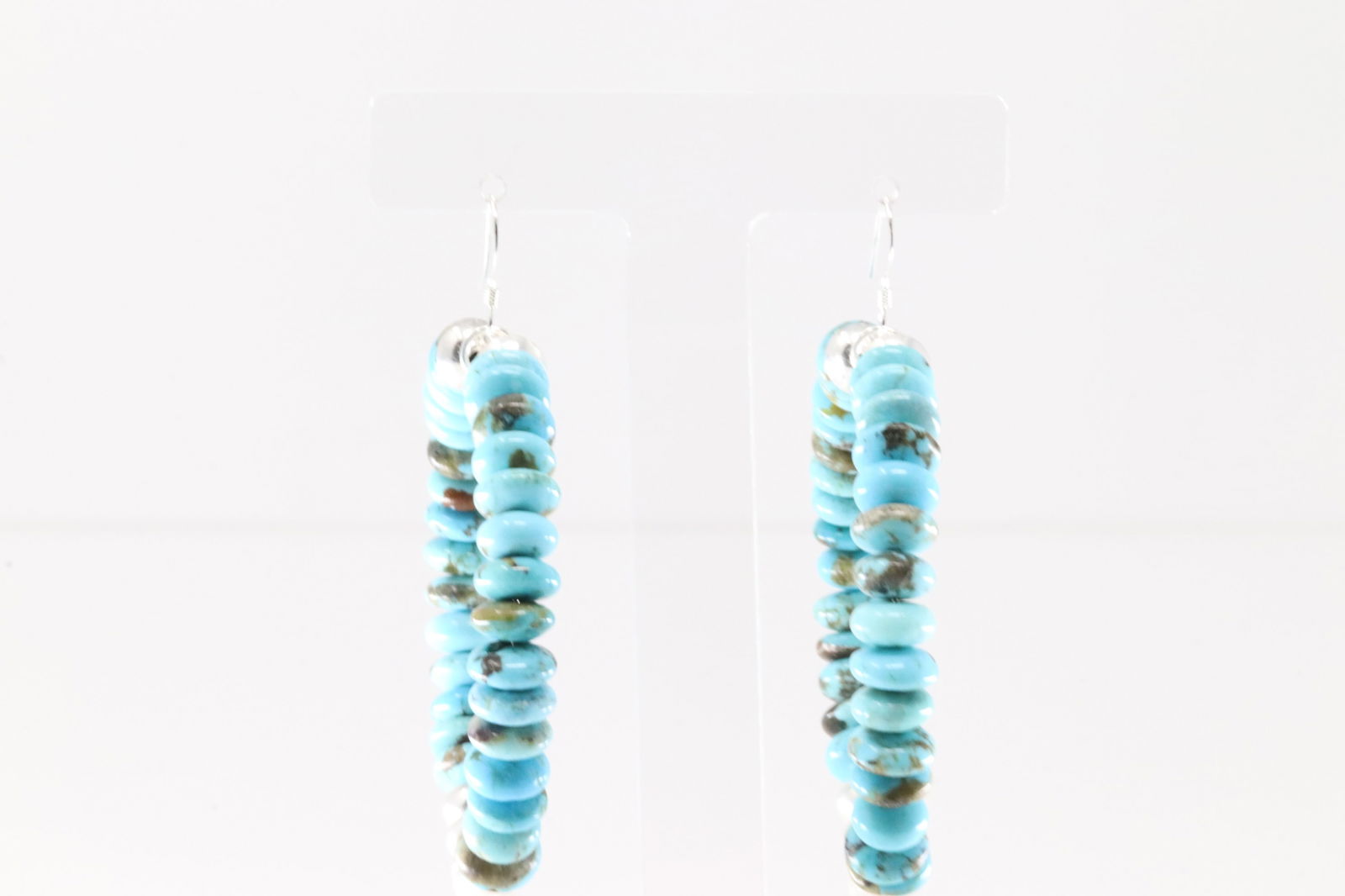 Native America Navajo Sterling Silver Pearl Beaded & Turquoise Dangling Earring's.: This is a Native America Navajo Sterling Silver Pearl Beaded & Turquoise Dangling Earring's.