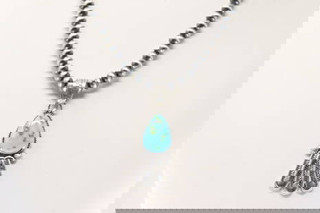 Native America Navajo Sterling Silver Sonora Gold Turquoise Necklace By Verley Betone.: This is a Native America Navajo Sterling Silver Sonora Gold Turquoise Necklace By Verley Betone. Necklace length: 18.00"