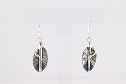 Native American Navajo Sterling Silver Solid Dangling Earring's By Aaron Davis.