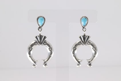 Native American Navajo Sterling Silver Turquoise Stud Najaa Earring's By Adrienne Gordon.