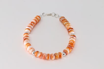 Native America Navajo Sterling Silver Spiny Oyster Bracelet Link.