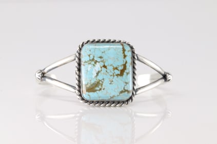 Native America Navajo Sterling Silver Number 8 Turquoise Brcelet Cuff By Augustine Largo.