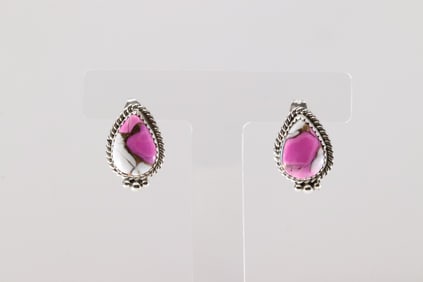 Native America Navajo Sterling Silver Cotton Candy Post Earring's By Trish Largo.