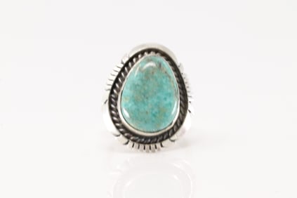 Native America Navajo Sterling Silver Turquoise Ring By A.M.