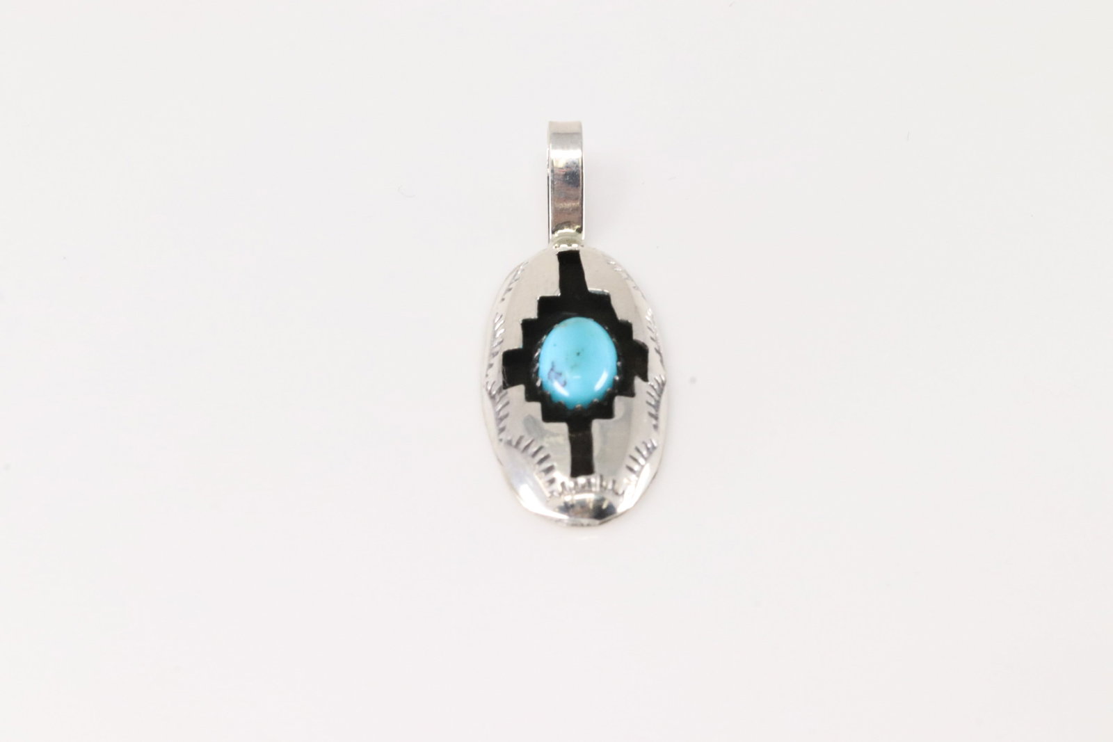 Native America Navajo Sterling Silver Turquoise Pendent By Felix Perry.: This is a Native America Navajo Sterling Silver Turquoise Pendent By Felix Perry.