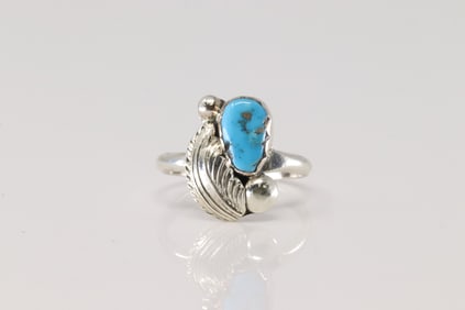 Native America Navajo Sterling Silver Turquoise Ring By Simplicio.
