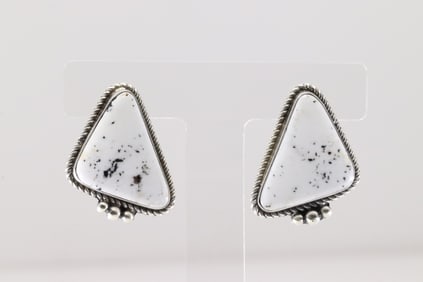 Native America Navajo Sterling Silver White Buffalo Post Earring's By Judith Dixon.