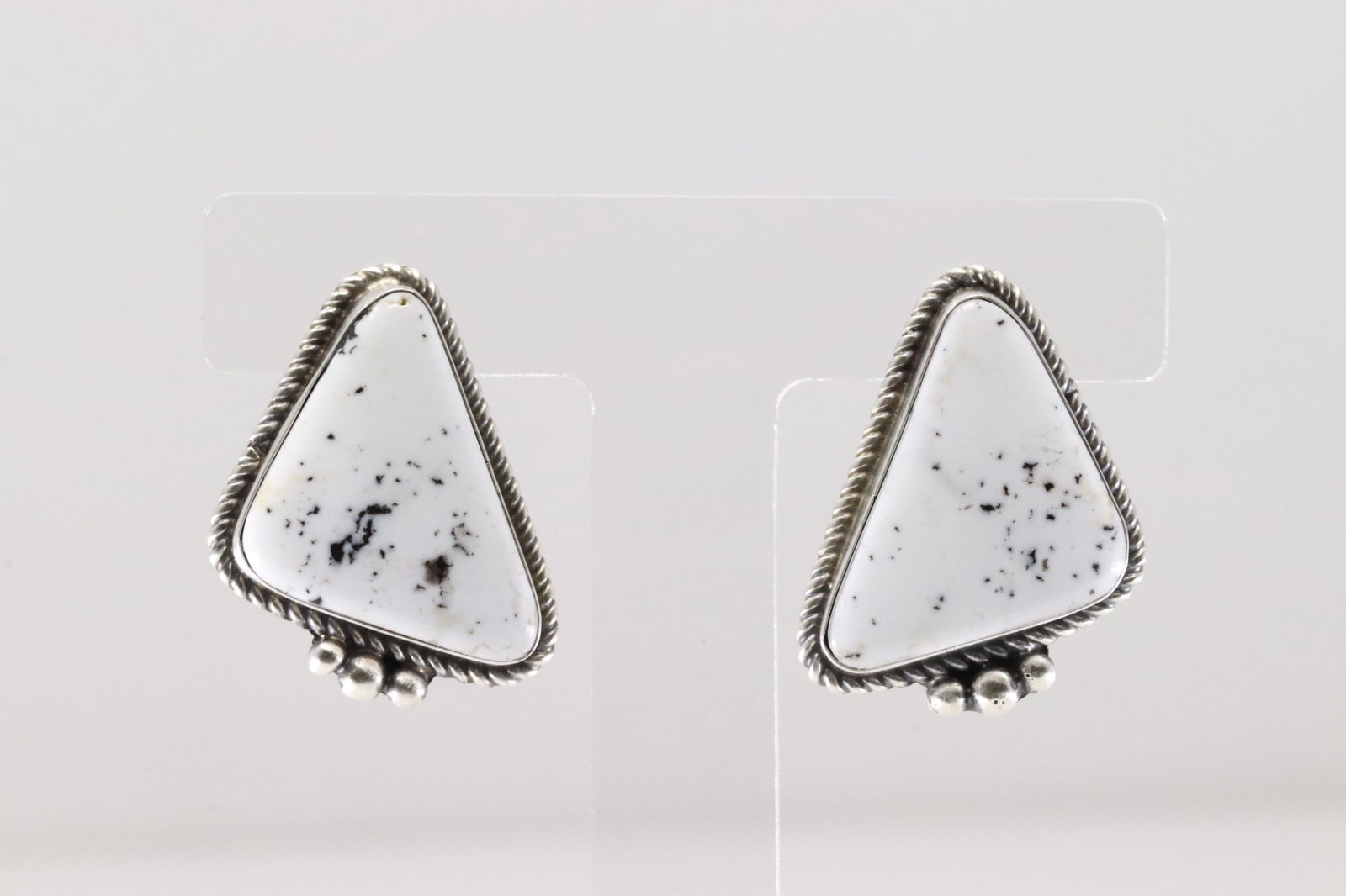 Native America Navajo Sterling Silver White Buffalo Post Earring's By Judith Dixon. (1 of 4)