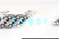 Native America Navajo Sterling Silver Kingman Turquoise Bracelet Cuff By Juan G.