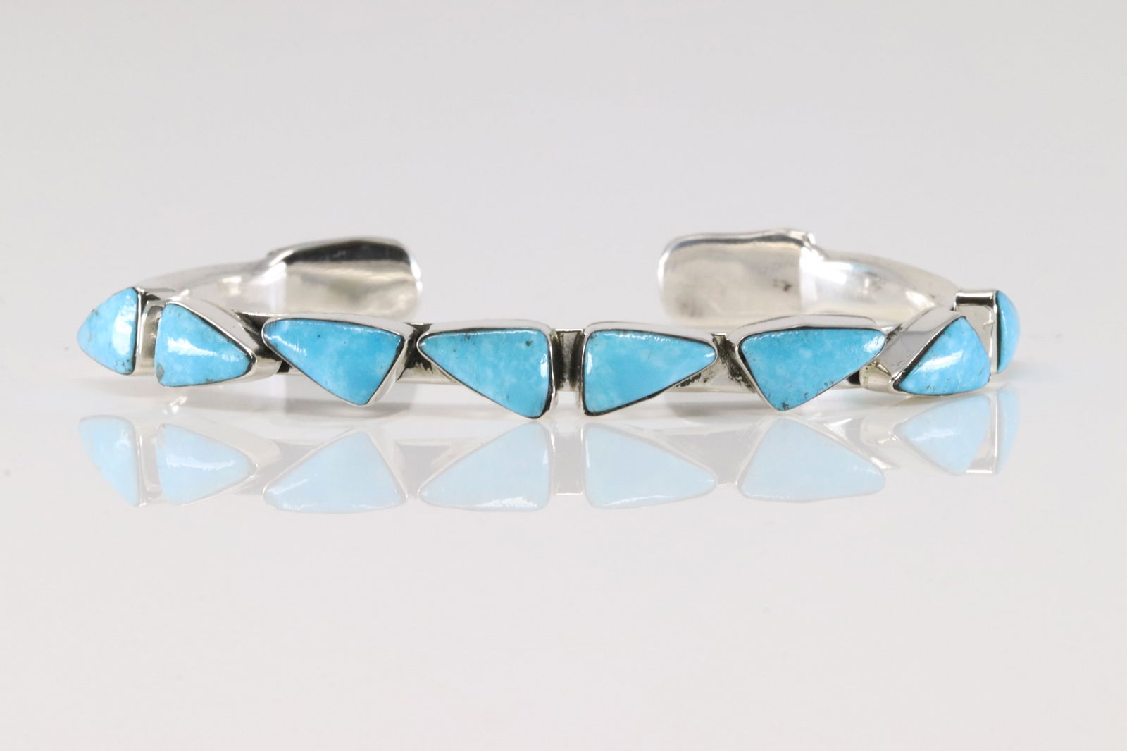 Native America Navajo Sterling Silver Turquoise Bracelet Cuff By Sadie Jim.: This is a Native America Navajo Sterling Silver Turquoise Bracelet Cuff By Sadie Jim.