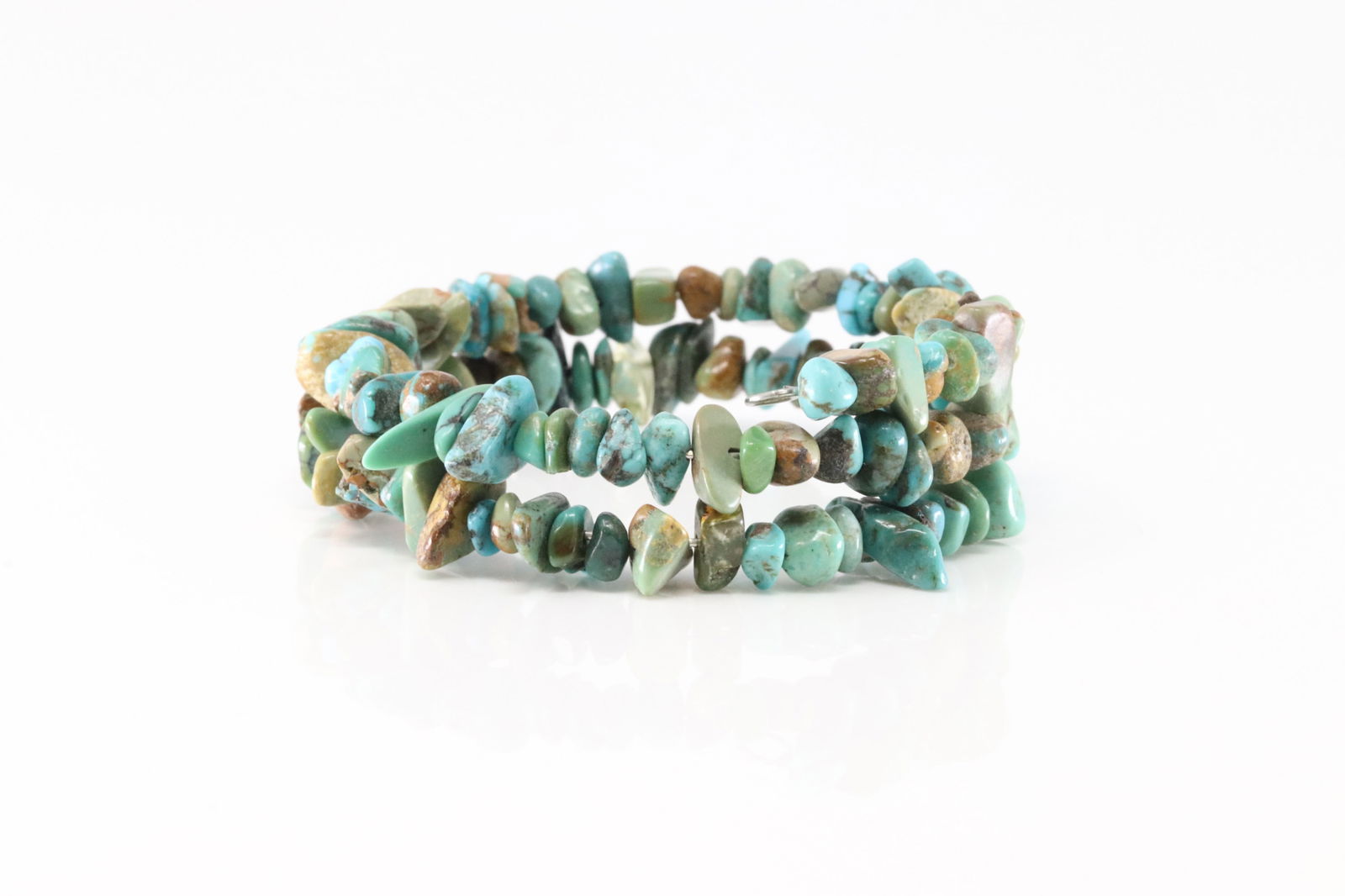 Native America Navajo Sterling Silver Turquoise Stretch Bracelet. (1 of 3)