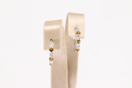 Citrine & Diamond Hoop Earring 10Kt.