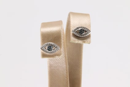 Sapphire & Diamond Eye Evil Stud Earring 14Kt.
