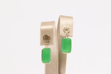 Jade Stud / Dangling Earring 14Kt.