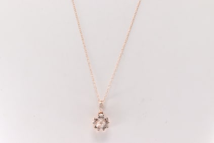 White Sapphire and Diamond Pendant / Necklace 10Kt.