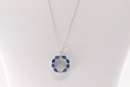 Sapphire & Diamond Pendant / Necklace 14Kt.