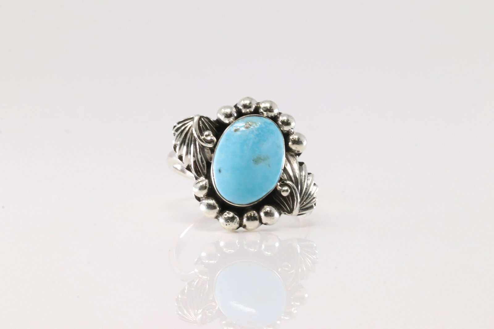 Native America Navajo Sterling Silver Turquoise Ring By Sadie Jim.: This is a Native America Navajo Sterling Silver Turquoise Ring By Sadie Jim. Ring size: 7.50.