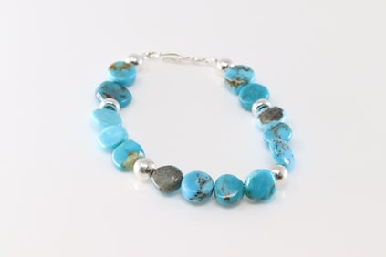 Native America Navajo Sterling Silver Turquoise Bracelet Link.