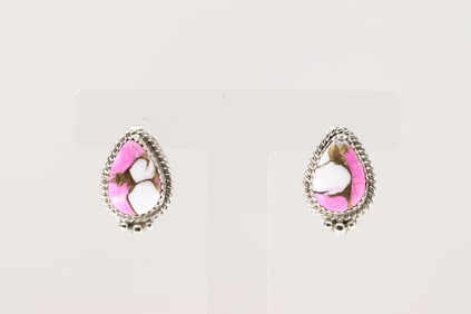 Native America Navajo Sterling Silver Cotton Candy Post Earring's By Trish Largo.