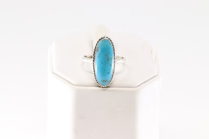 Native America Navajo Sterling Silver Turquoise Ring By Brandon Belin.