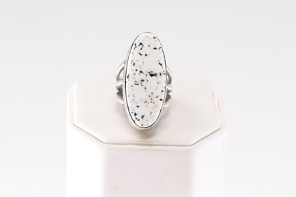 Native America Navajo Sterling Silver White Buffalo Ring By A.M.