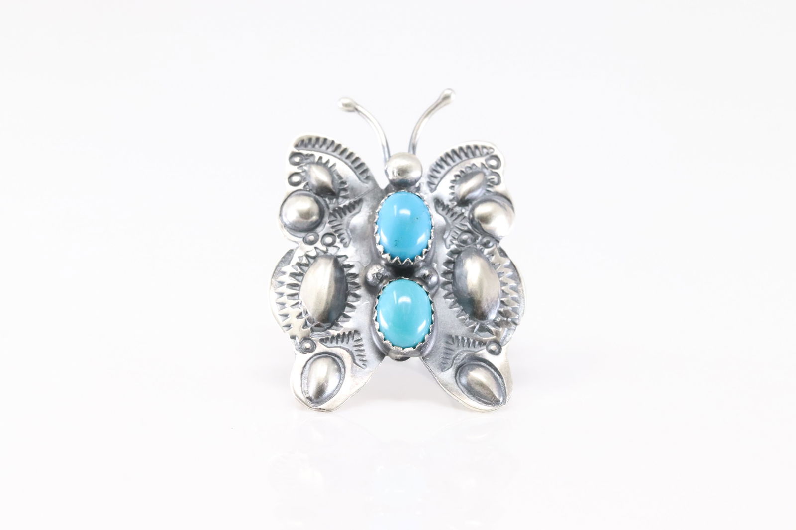 Native American Navajo Sterling Silver Turquoise Butterfly Ring By T.Yazzie. (1 of 4)