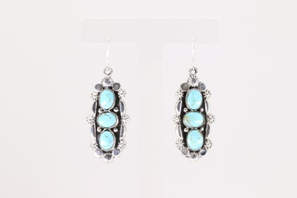 Native America Navajo Sterling Silver Turquoise Dangling Earring's By Emerson Delgarito.