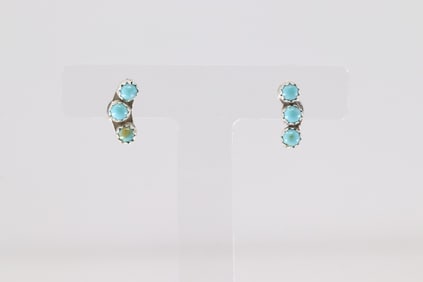 Native America Navajo Sterling Silver Turquoise Post Earring's By Syvia Chee.