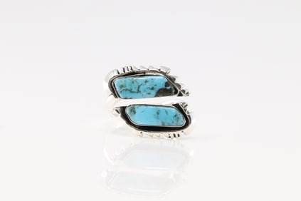 Native America Navajo Sterling Silver Turquoise Ring By Jeremy Delgarito.
