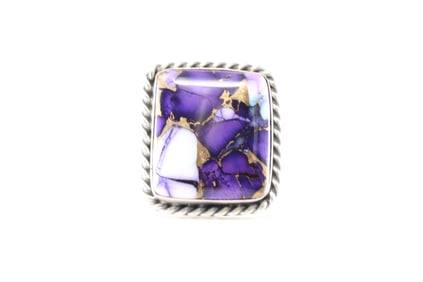 Native America Navajo Sterling Silver Lavender Dahlia Ring By A.L.