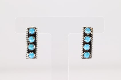 Native American Navajo Sterling Silver Turquoise Post Earring's By Janice Spencer.
