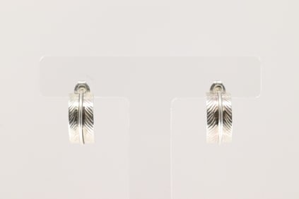 Native America Navajo Sterling Silver Hoop Feather Earring's By Aaron Davis.