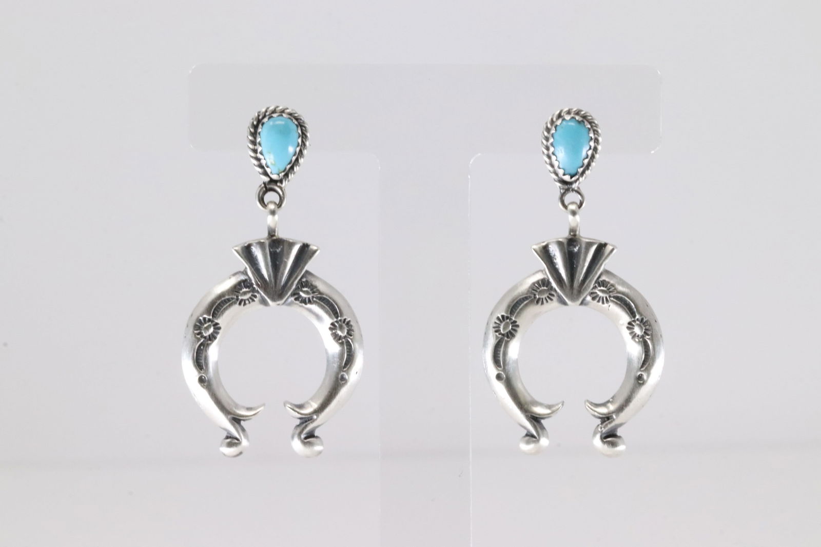 Native American Navajo Sterling Silver Turquoise Stud Najaa Earring's By Adrienne Gordon. (1 of 4)