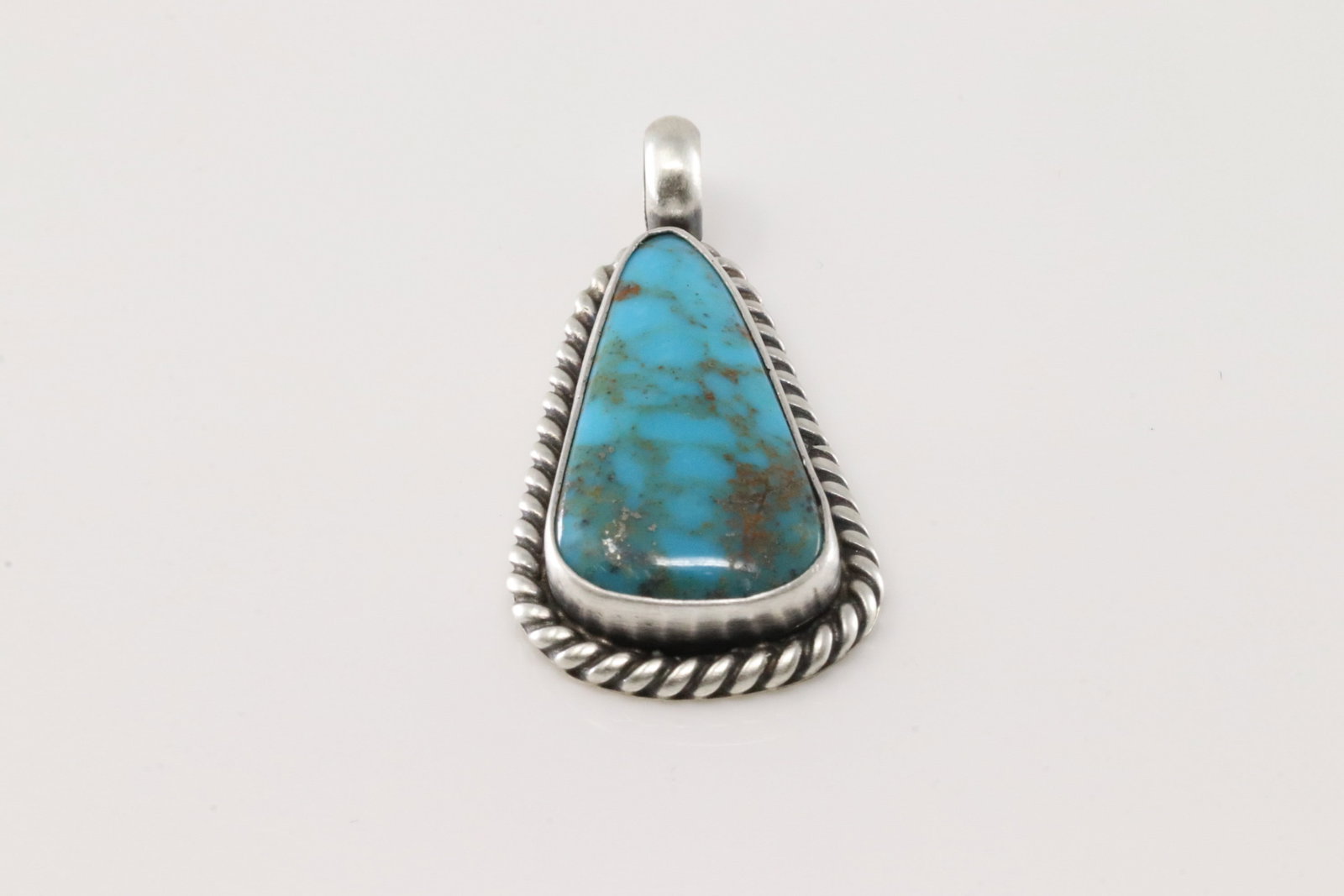 Native America Navajo Sterling Silver Kingman Turquoise Pendant By Johnny Dixon.: This is a Native America Navajo Sterling Silver Kingman Turquoise Pendant By Johnny Dixon.