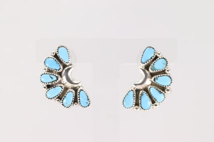 Native America Navajo Sterling Silver Turquoise Post Earring's By Justina Wilson.