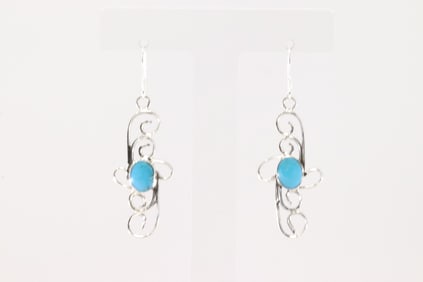 Native America Navajo Sterling Silver Turquoise Dangling Earring's By Sheena Jack.