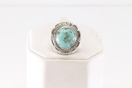 Native America Navajo Sterling Silver Turquoise Ring By Janson B.